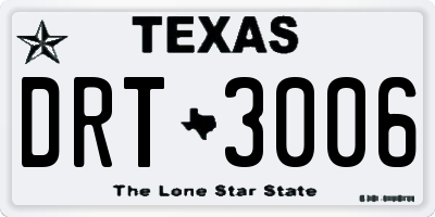 TX license plate DRT3006