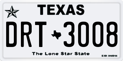 TX license plate DRT3008
