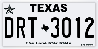 TX license plate DRT3012