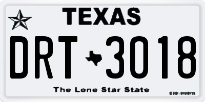 TX license plate DRT3018