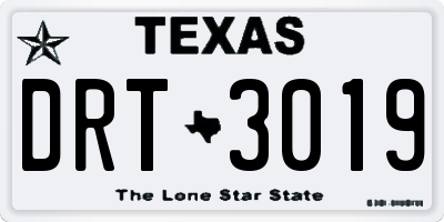 TX license plate DRT3019