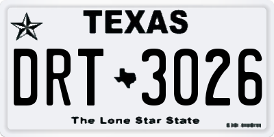 TX license plate DRT3026