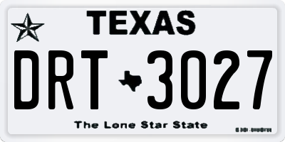 TX license plate DRT3027