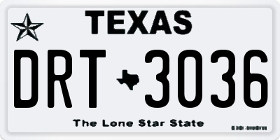 TX license plate DRT3036