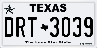 TX license plate DRT3039
