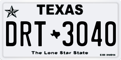 TX license plate DRT3040