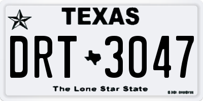TX license plate DRT3047