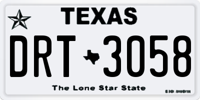 TX license plate DRT3058