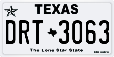 TX license plate DRT3063