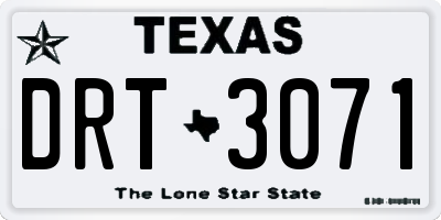TX license plate DRT3071