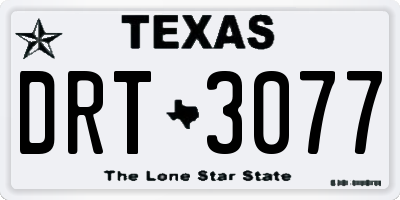 TX license plate DRT3077