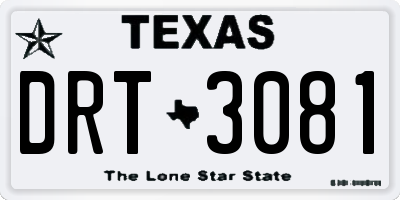 TX license plate DRT3081