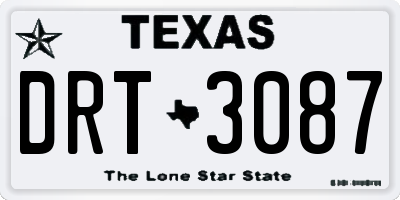 TX license plate DRT3087