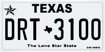 TX license plate DRT3100