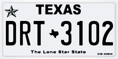 TX license plate DRT3102