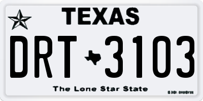 TX license plate DRT3103