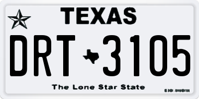 TX license plate DRT3105