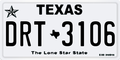 TX license plate DRT3106