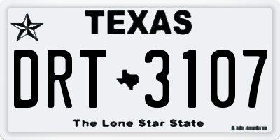 TX license plate DRT3107