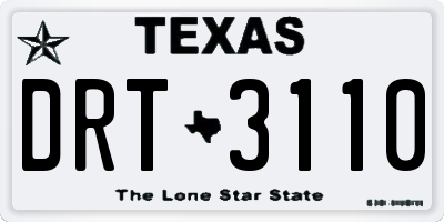 TX license plate DRT3110