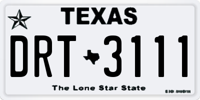TX license plate DRT3111