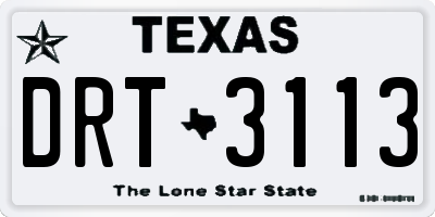 TX license plate DRT3113
