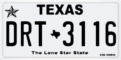 TX license plate DRT3116
