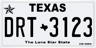 TX license plate DRT3123