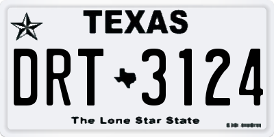 TX license plate DRT3124