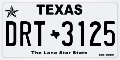 TX license plate DRT3125