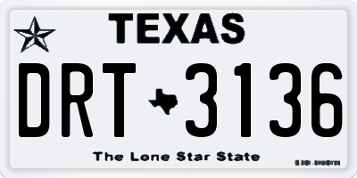 TX license plate DRT3136