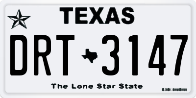 TX license plate DRT3147