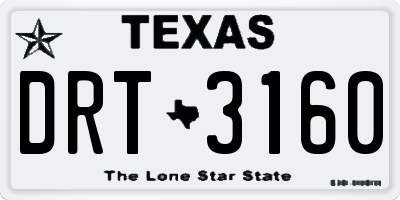 TX license plate DRT3160