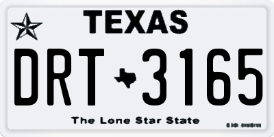 TX license plate DRT3165
