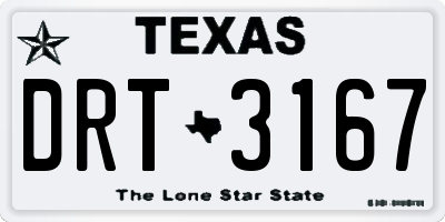 TX license plate DRT3167