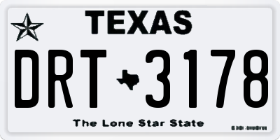 TX license plate DRT3178