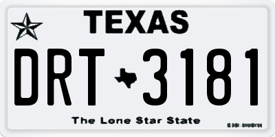 TX license plate DRT3181