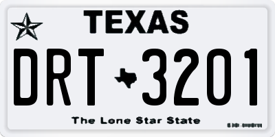 TX license plate DRT3201