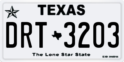 TX license plate DRT3203