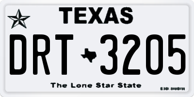 TX license plate DRT3205