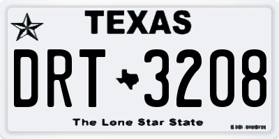 TX license plate DRT3208