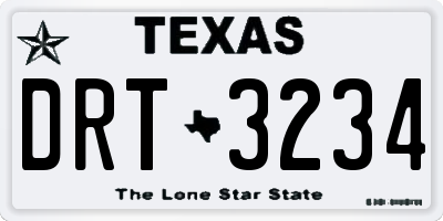 TX license plate DRT3234