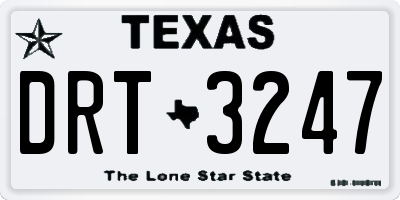 TX license plate DRT3247