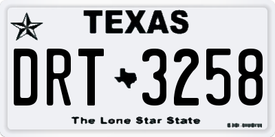 TX license plate DRT3258