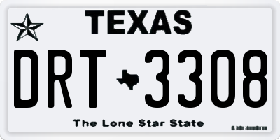TX license plate DRT3308