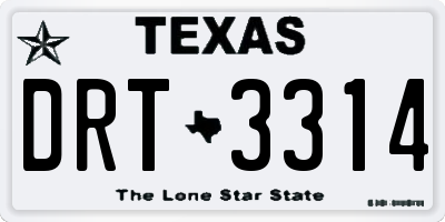 TX license plate DRT3314