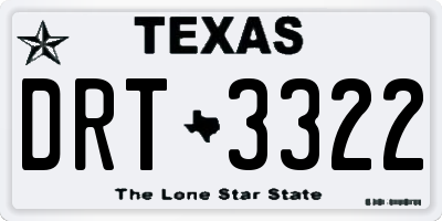 TX license plate DRT3322