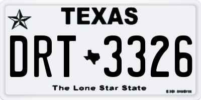 TX license plate DRT3326