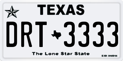 TX license plate DRT3333