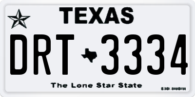 TX license plate DRT3334